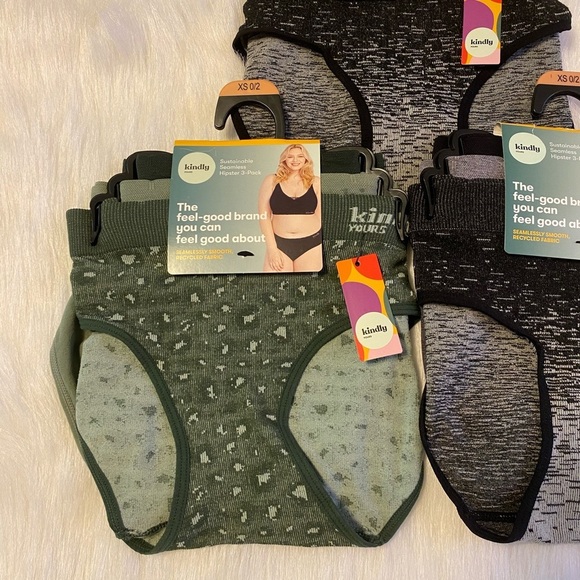 Kindly Yours Panties Womens Size XS Green Black Seamless Hipster Panty Bundle - Picture 2 of 8